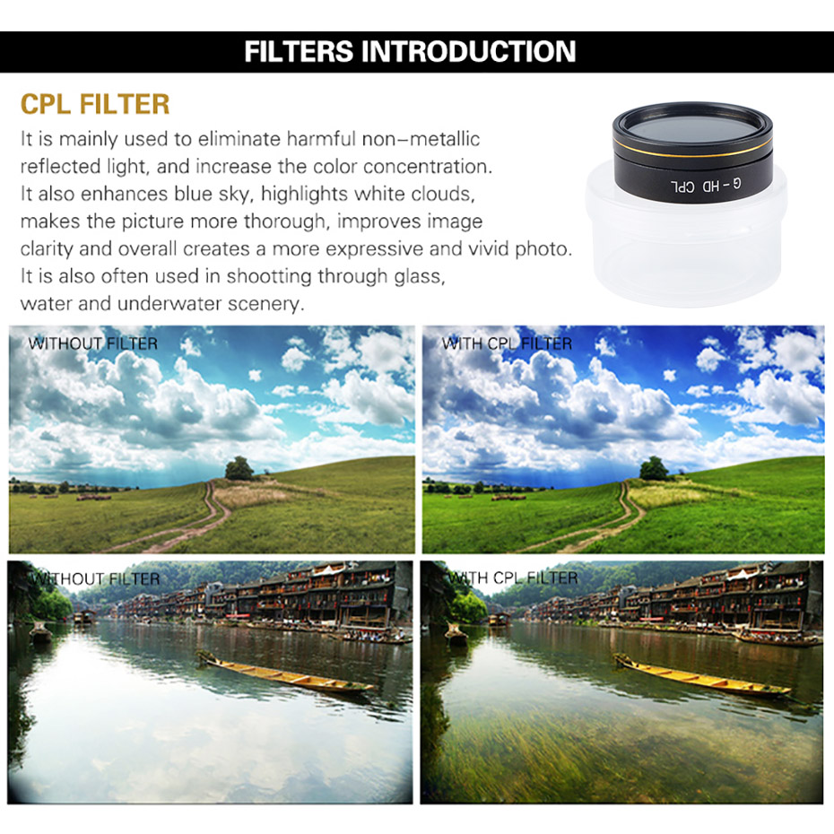Filtro de Dron para Phantom 4  - Drone Camera Filter reseña y precio